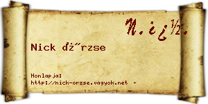 Nick Örzse névjegykártya
